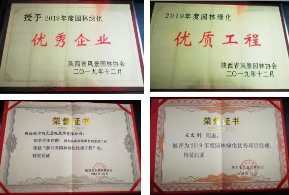 喜訊！綠宇公司榮獲省級“2019年度園林綠化優(yōu)秀企業(yè)”等三項榮譽