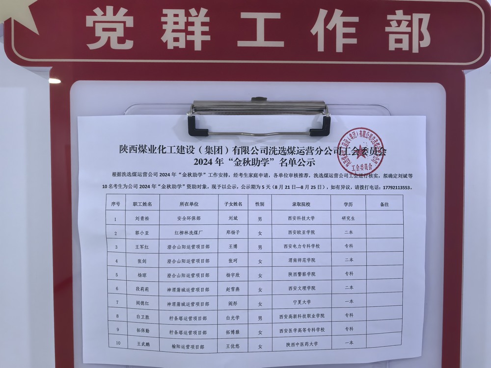 陜煤建設(shè)洗選煤運營公司：丹桂飄香步蟾宮 金秋助學(xué)暖人心